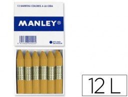12 lápices cera blanda Manley unicolor ocre madera nº64